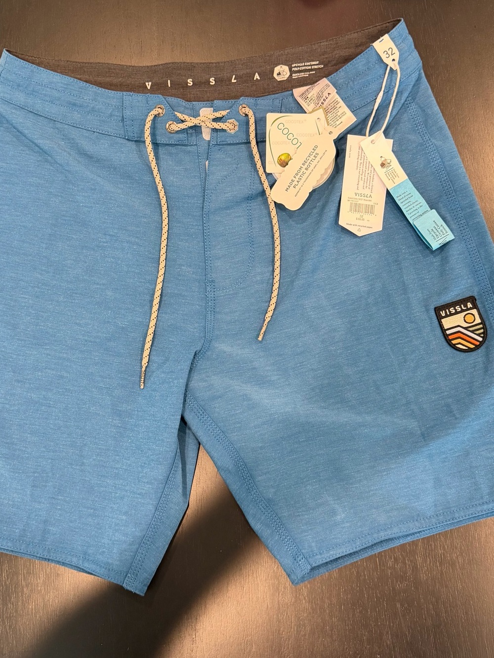 VISSLA Sky Blue Men’s Boardshorts with Drawcord